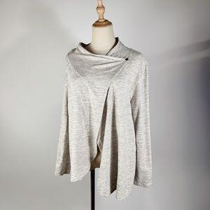 J. JILL Pure Jill Cross Over Wrap Cardigan Light Gray Womens Medium Petite